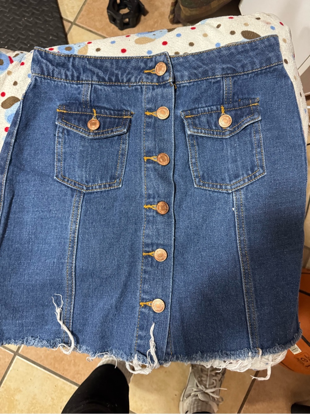 Forever 21 Blue Denim Button-Front Mini Skirt